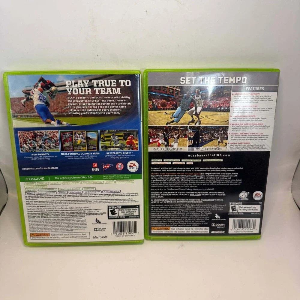 NCAA Football 14 and NCAA Basketball 09 Xbox 360 EA Sports Bundle Lot